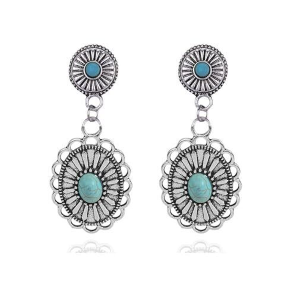4473 Boho Western Rodeo Turquoise Earrings Vintage Western Jewelry Cowgirl